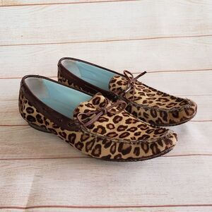 Lambertson Truex Leather Loafer Animal Print Flat Comfortab Shoes Women's Size 7